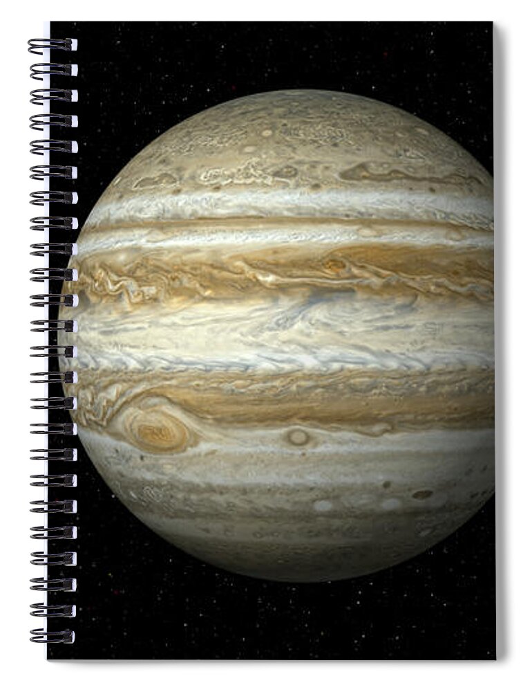 Technology Spiral Notebook featuring the photograph Jupiter On Star Field Xxxl by Inhauscreative