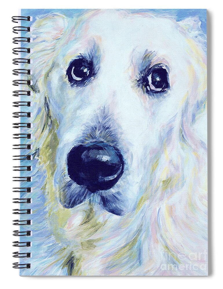 Golden Retriever Spiral Notebook featuring the painting Just Say You Love Me by Tanya Filichkin