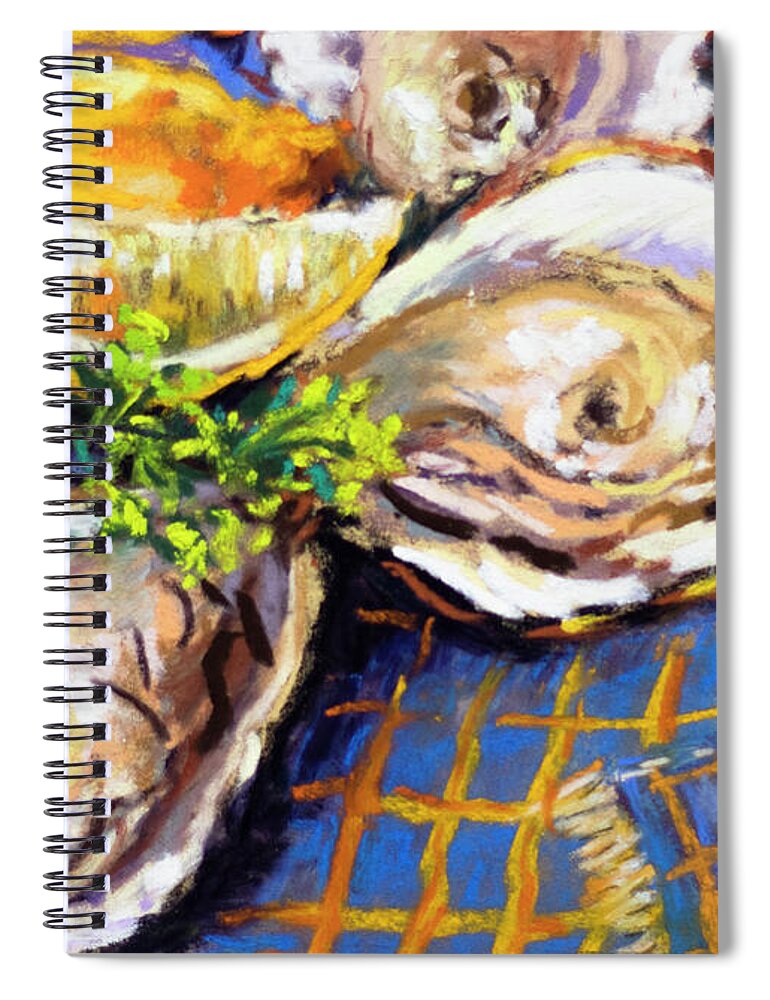 Oyster Painting Spiral Notebook featuring the painting Just Three by Dianne Parks