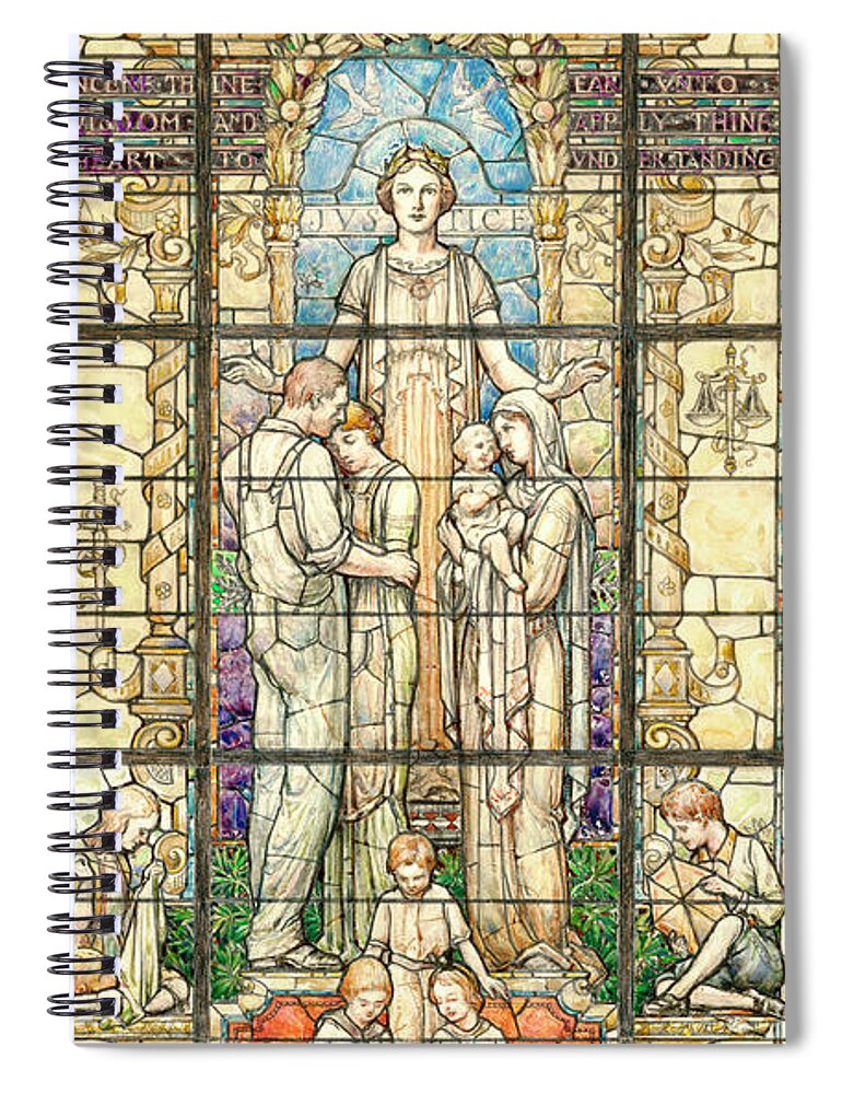 Nicola D'ascenzo Spiral Notebook featuring the drawing Justice, the Queen of Virtues by Nicola D'Ascenzo
