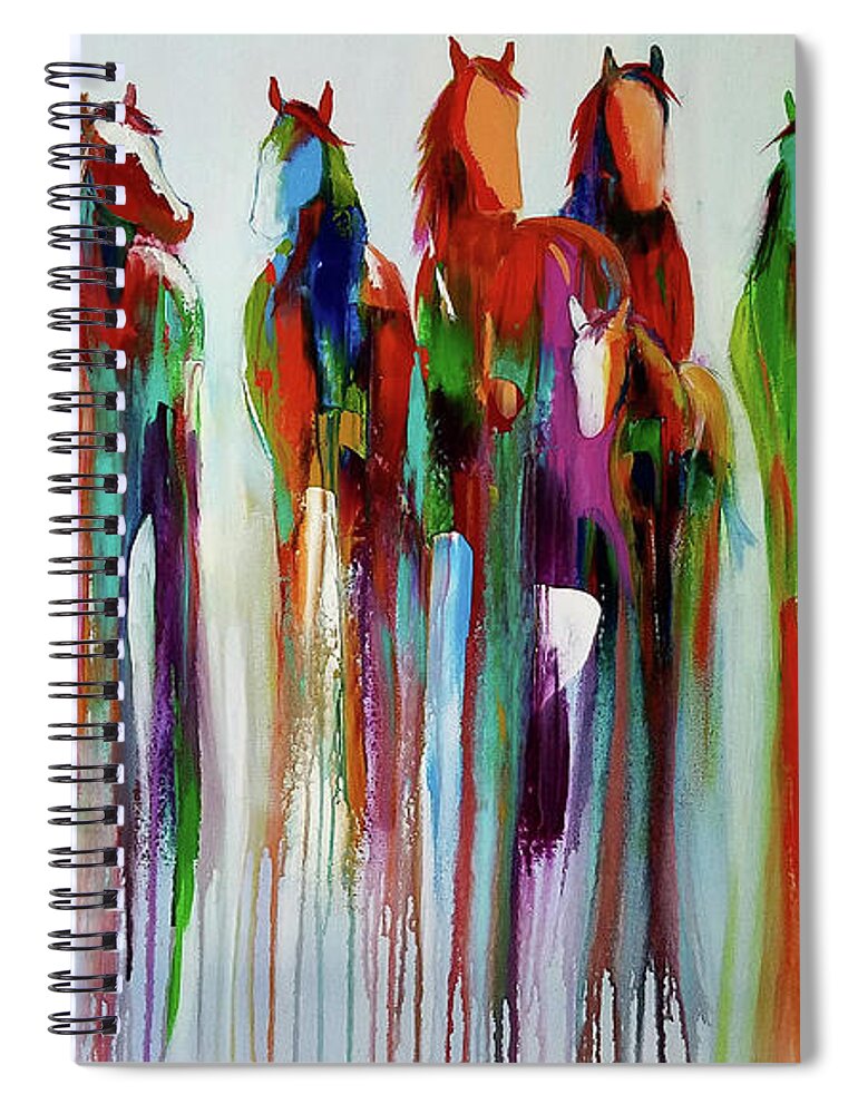 Horse Spiral Notebook featuring the painting Kalidescope by Cher Devereaux