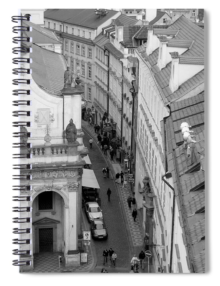 Prague Spiral Notebook featuring the photograph Karlova Street by Keiko Richter