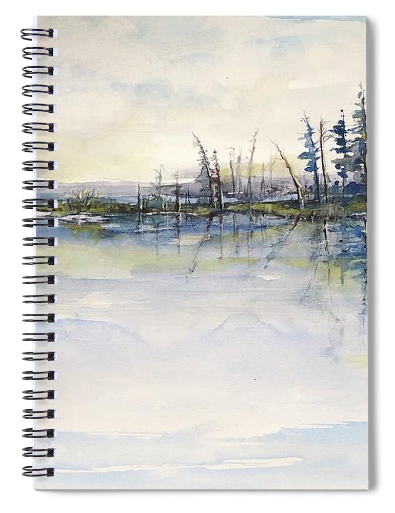 Lake Spiral Notebook featuring the painting Lake Blessings by Robin Miller-Bookhout