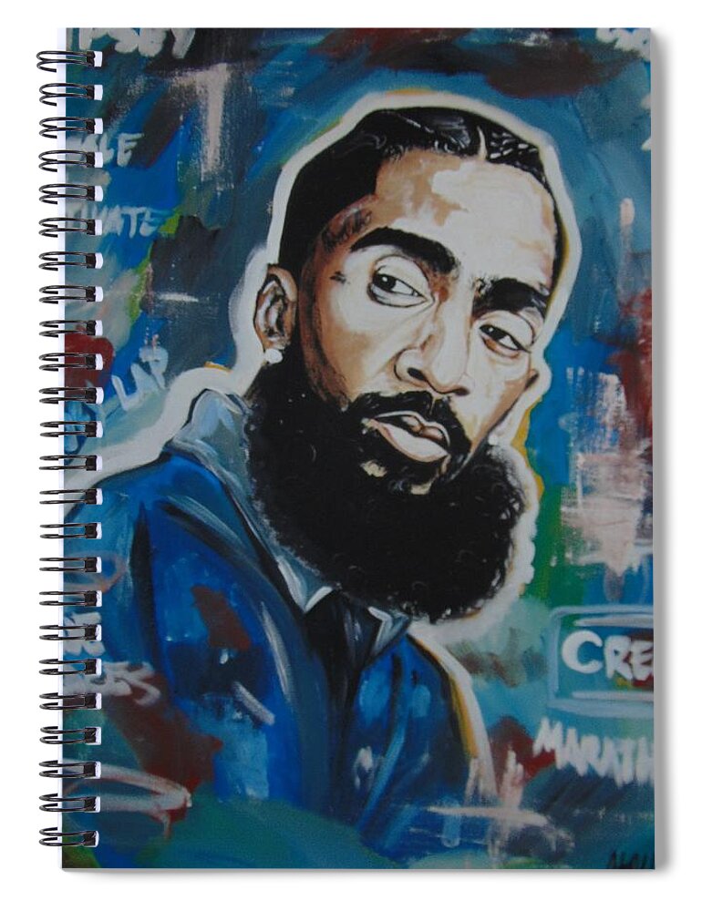 Nipsey Hussle Spiral Notebook featuring the painting King Nipsey by Antonio Moore
