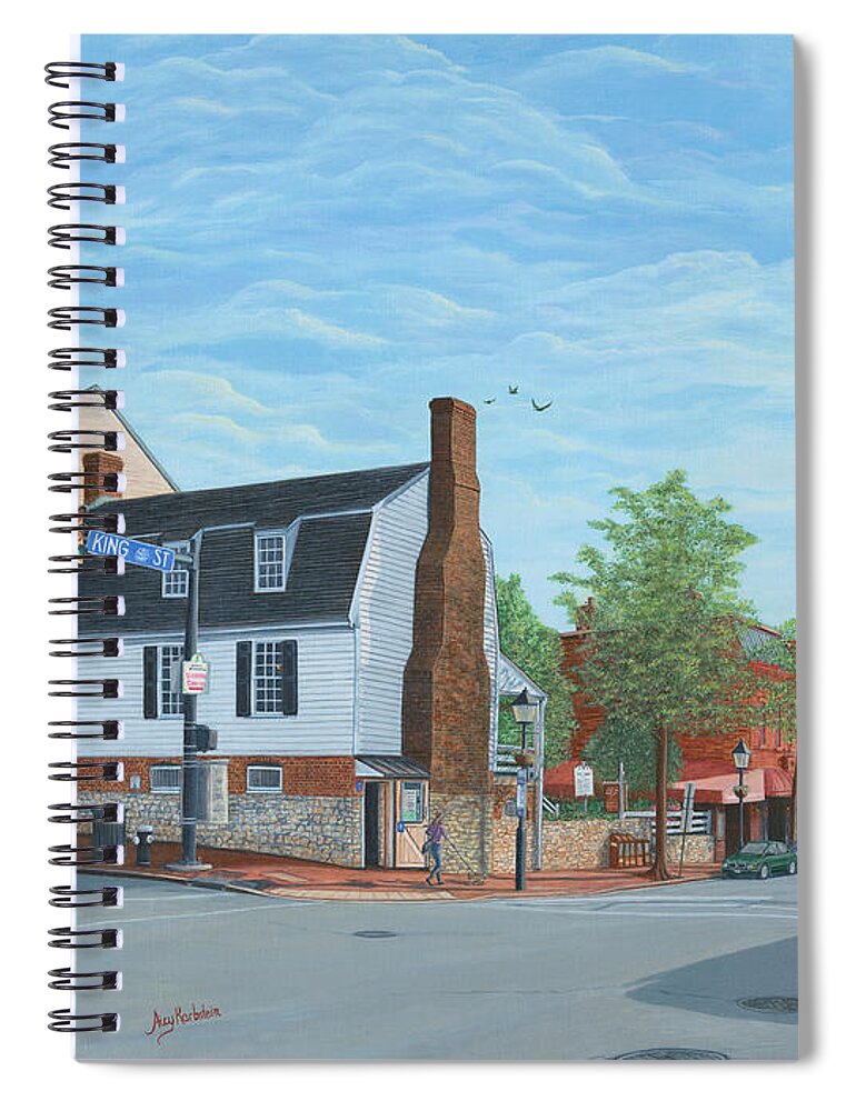 Alexandria Spiral Notebook featuring the painting King Street Old Town Alexandria by Aicy Karbstein