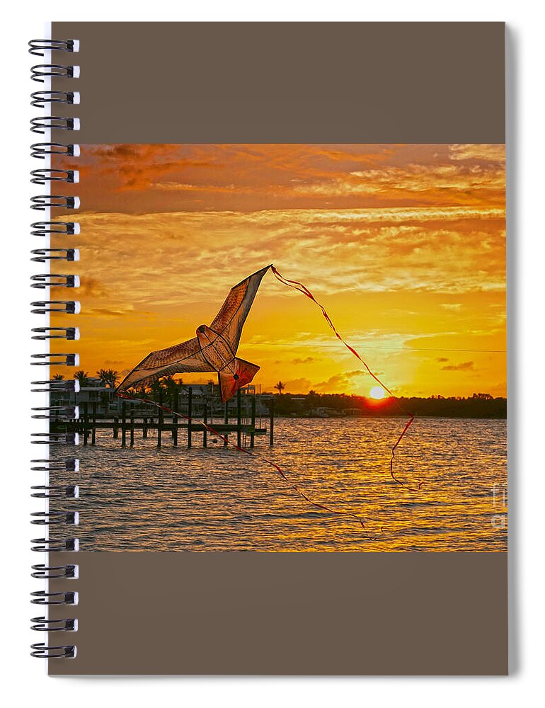 Kite Spiral Notebook featuring the photograph Kite at Key Largo Sunset by Catherine Sherman