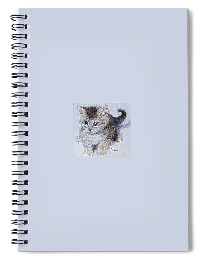 Kitten Spiral Notebook featuring the drawing Kitten by Constance DRESCHER