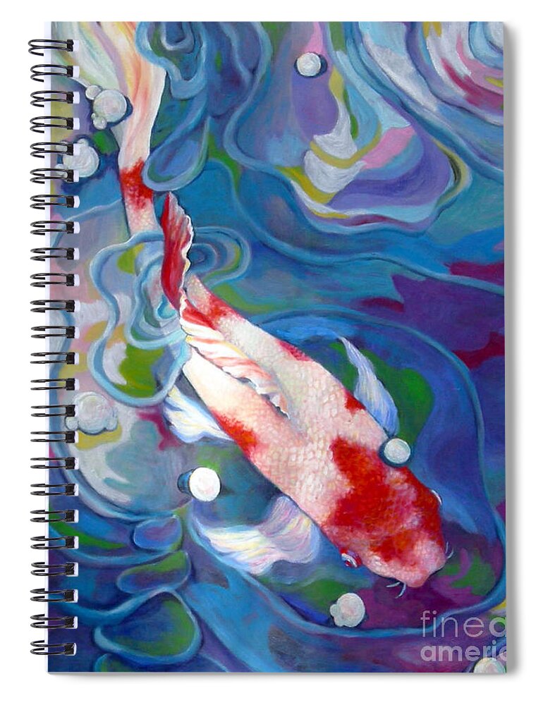 Contemporary Art Spiral Notebook featuring the painting KOI 1 Pond Series by Sharon Nelson-Bianco