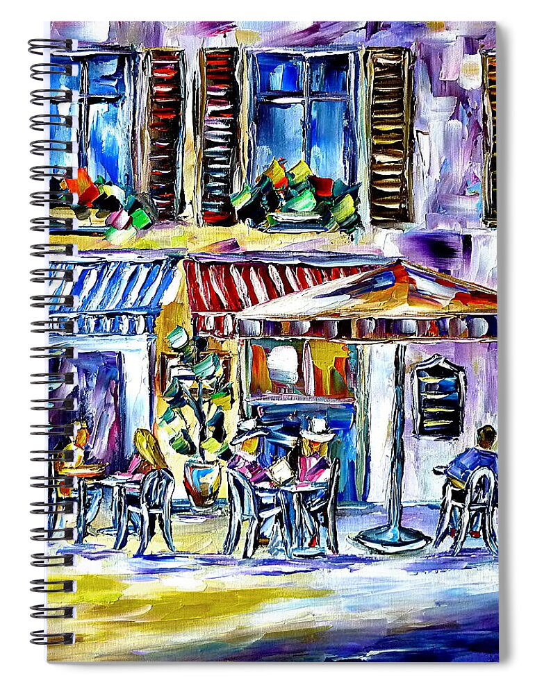 Cafe In Venice Spiral Notebook featuring the painting La Dolce Vita by Mirek Kuzniar