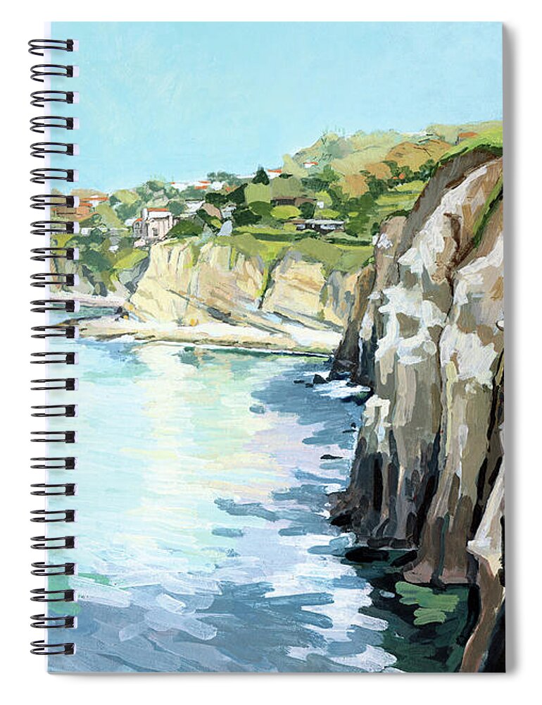 La Jolla Cove Spiral Notebook featuring the painting La Jolla Sea Caves - San Diego, California by Paul Strahm