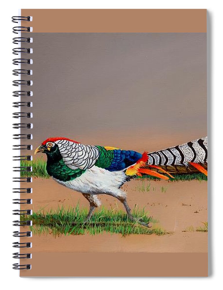 Birds Spiral Notebook featuring the painting Lady Amherst Pheasant by Dana Newman