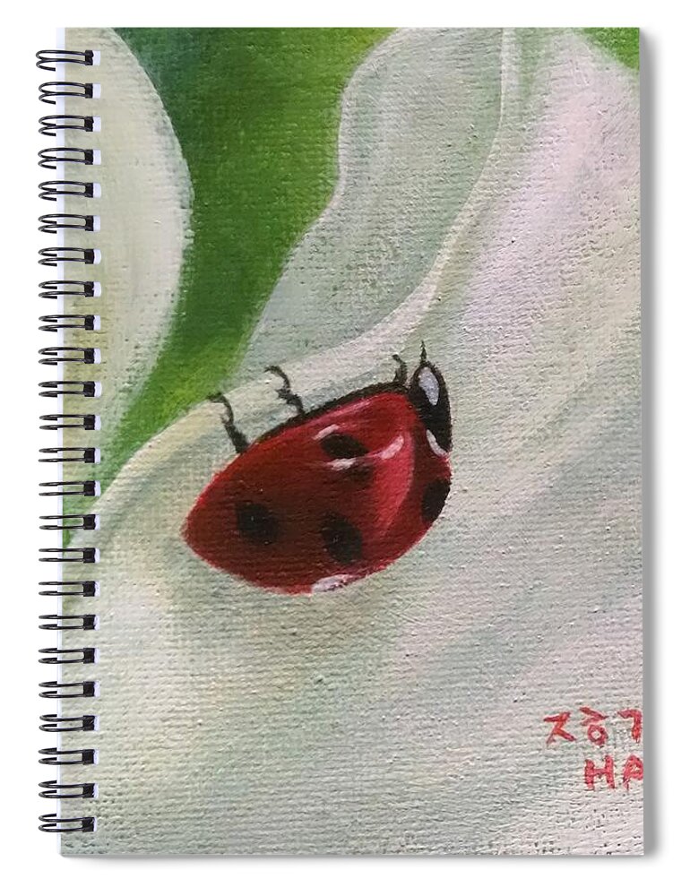 Lady Bug Spiral Notebook featuring the painting Ladybug by Helian Cornwell