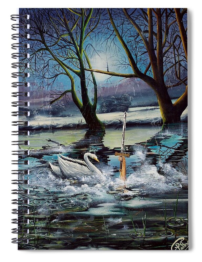 Lake Spiral Notebook featuring the painting Lady in the Lake by John Palliser