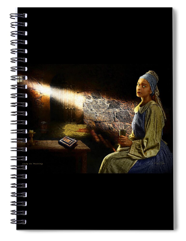 Dungeon Spiral Notebook featuring the digital art Lady In Waiting by Mark Allen