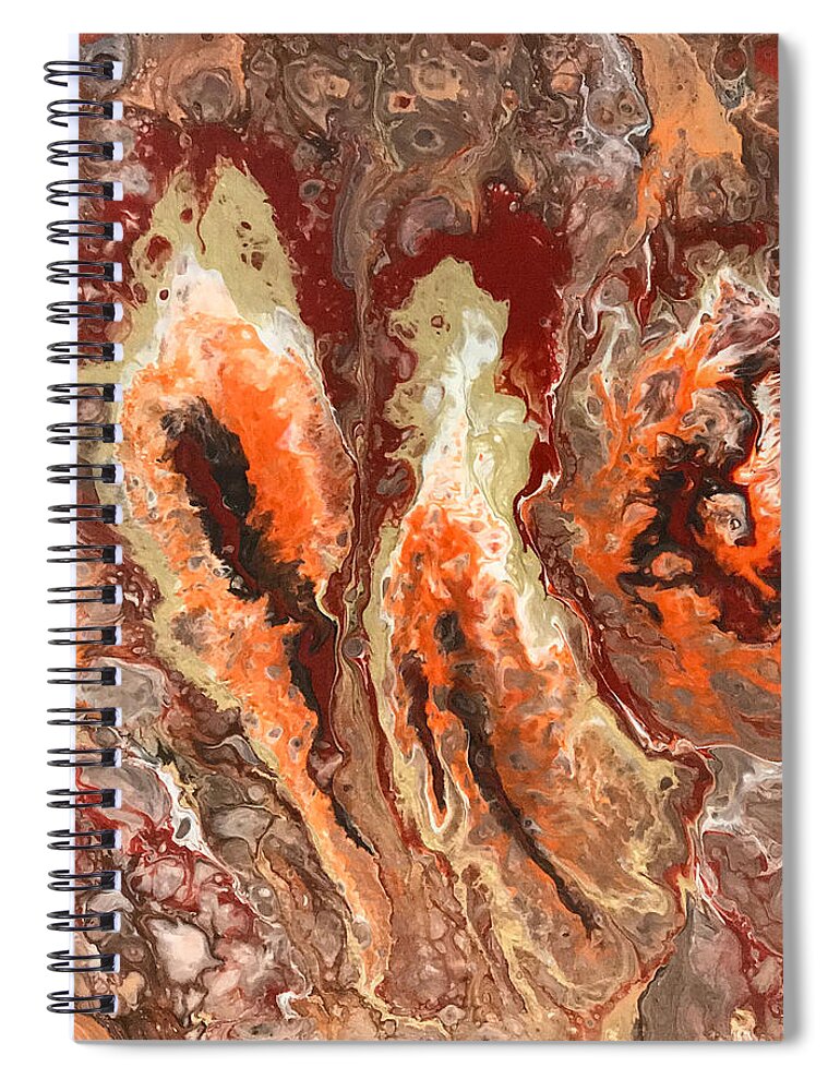 Abstract Spiral Notebook featuring the painting Lady of the fiery lake by Art by Gabriele