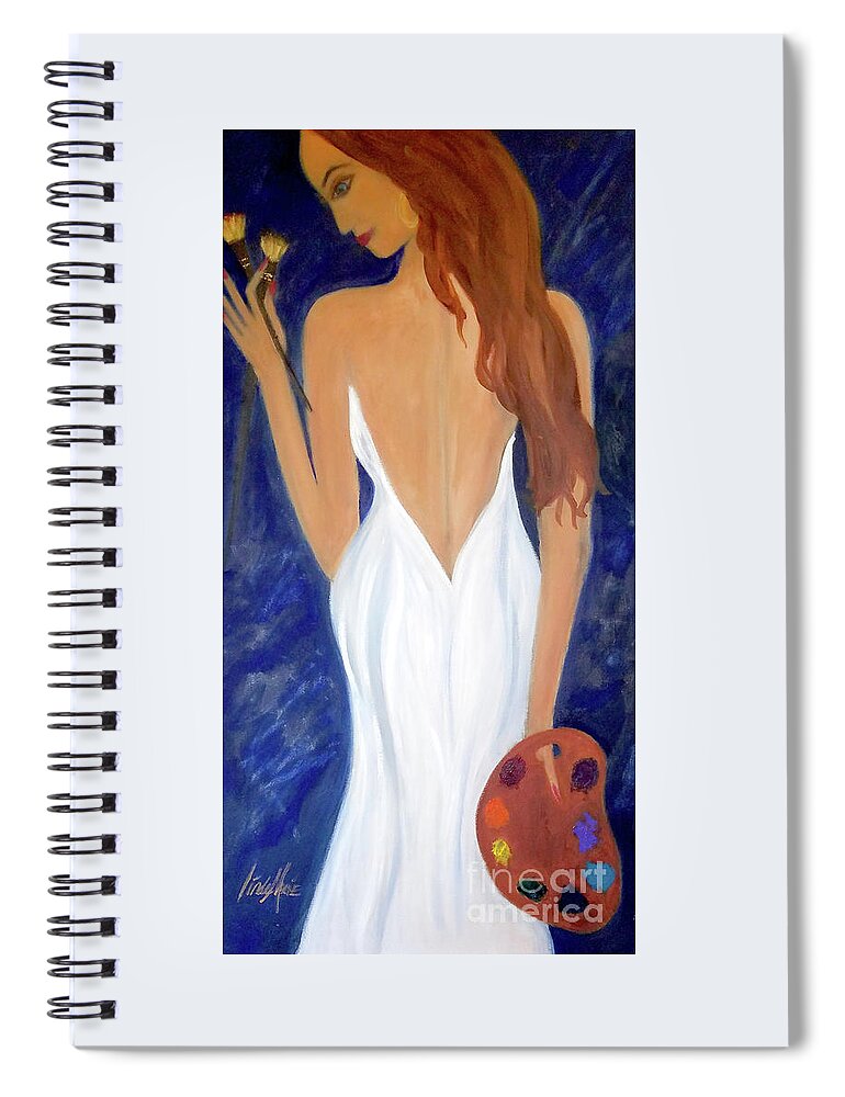Lady With Palette Spiral Notebook featuring the painting Lady Painter by Artist Linda Marie