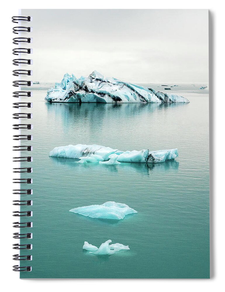 Iceland Spiral Notebook featuring the photograph Lagoon Icebergs - Iceland by Marla Craven