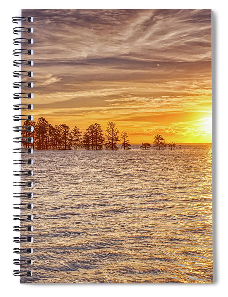 Lake Spiral Notebook featuring the photograph Lake Mattamuskeet Sunrise by Donna Twiford