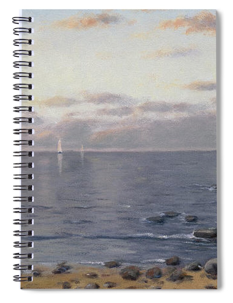 Landscape Spiral Notebook featuring the painting Lake Superior Evening by Rick Hansen