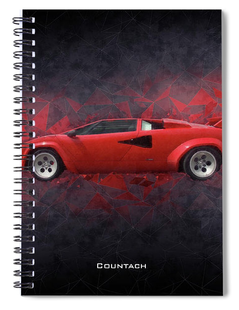 Lamborghini Countach Spiral Notebook featuring the digital art Lamborghini Countach by Airpower Art