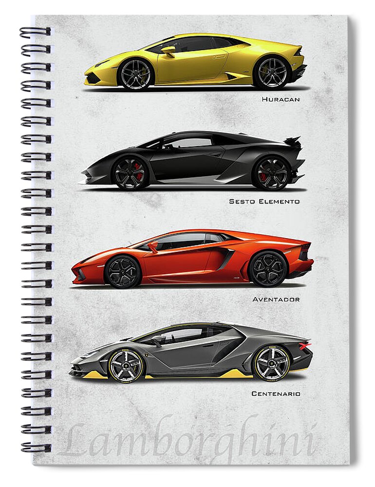 Lamborghini Spiral Notebook featuring the digital art Lamborghini Raging Bulls by Airpower Art