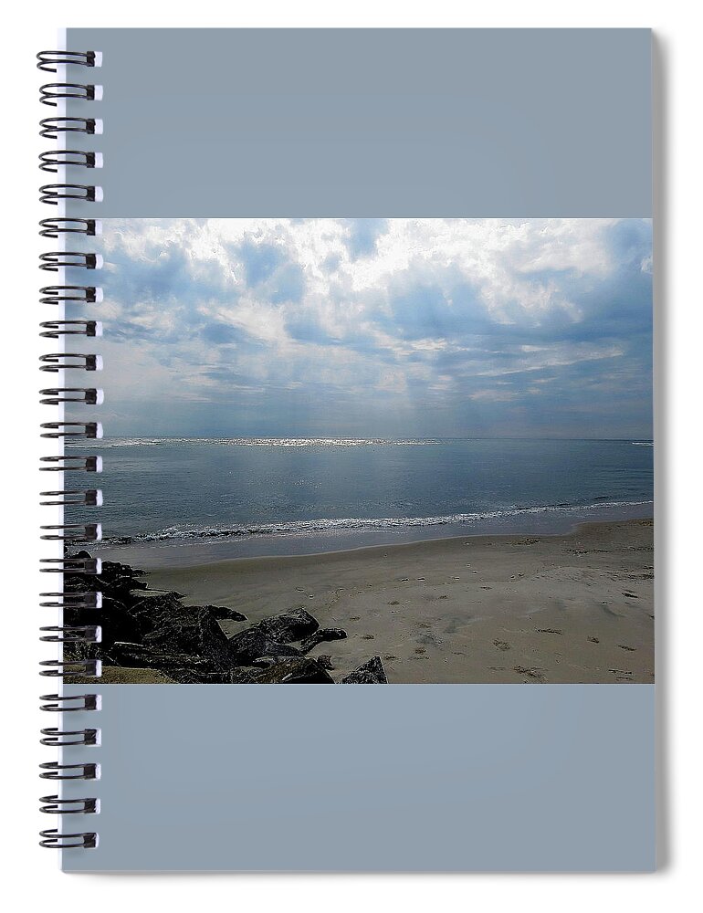Beach Spiral Notebook featuring the photograph Land Sea and Sky by Linda Stern