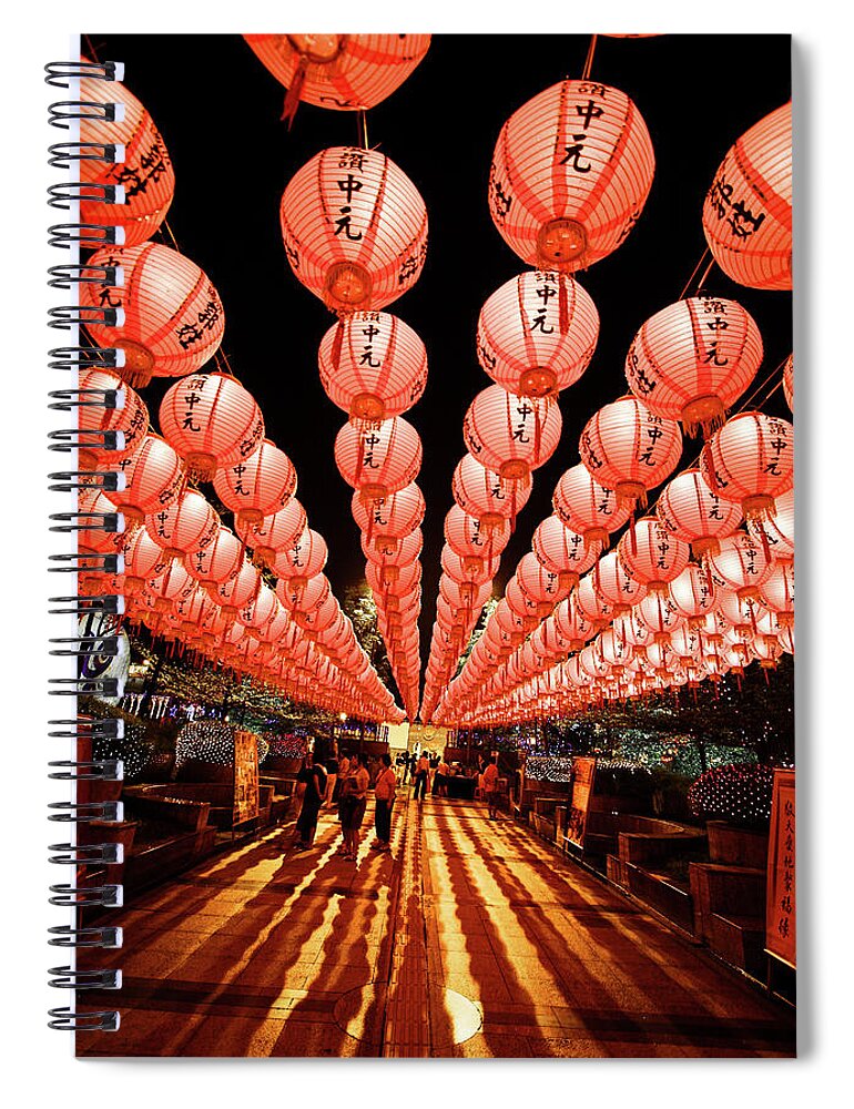 Chinese Culture Spiral Notebook featuring the photograph Lantern Alley by Tc Lin