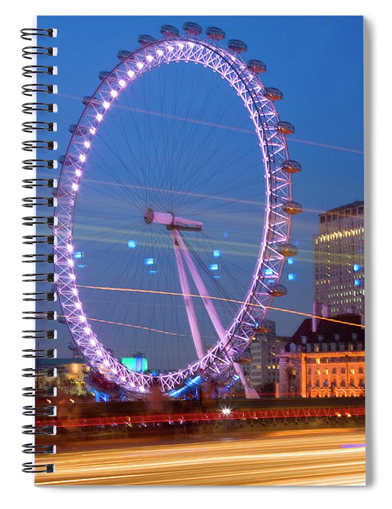 Amusement Park Spiral Notebook featuring the photograph Large Wheel For Tourist by Grant Faint