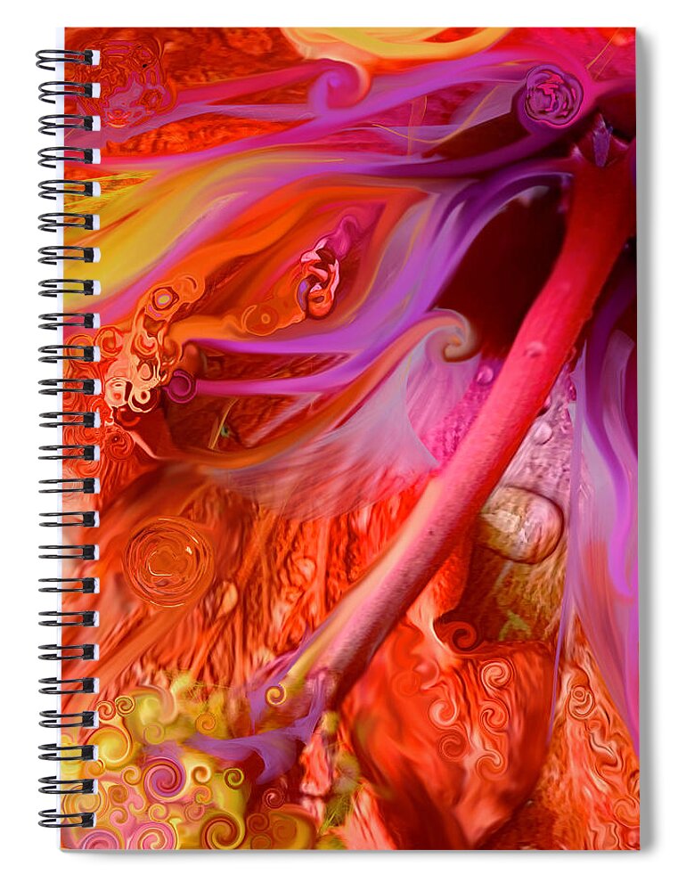 Abstract Flower Spiral Notebook featuring the digital art Laughing Hibiscus by Cindy Greenstein