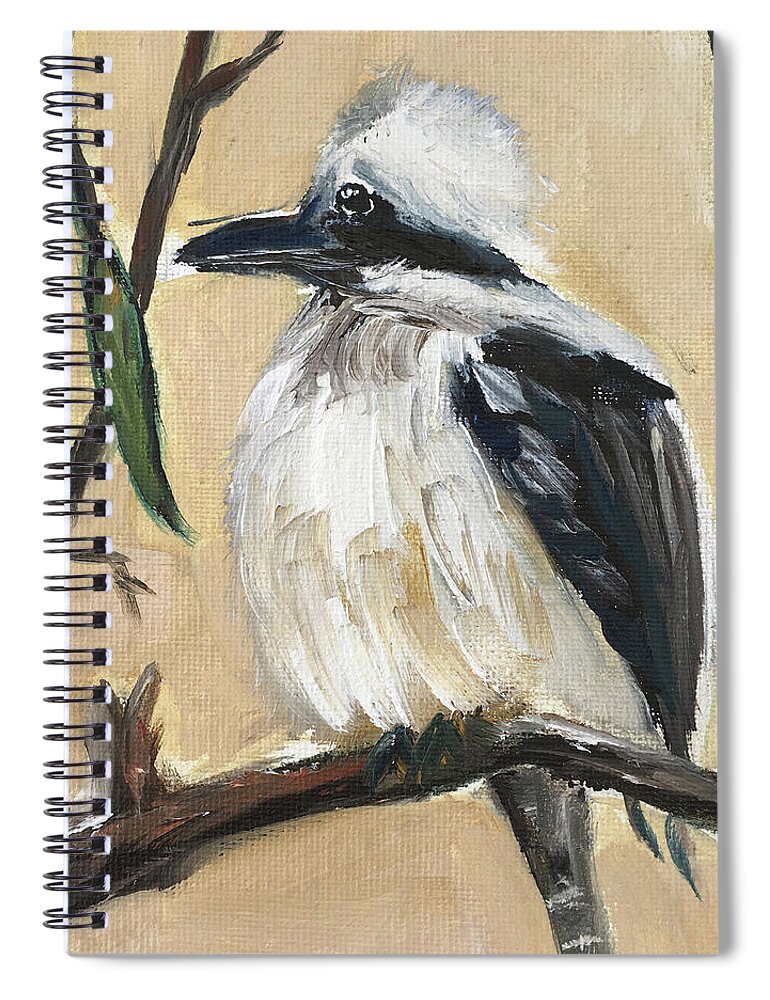 Laughing Kookaburra Spiral Notebook featuring the painting Laughing Kookaburra by Roxy Rich