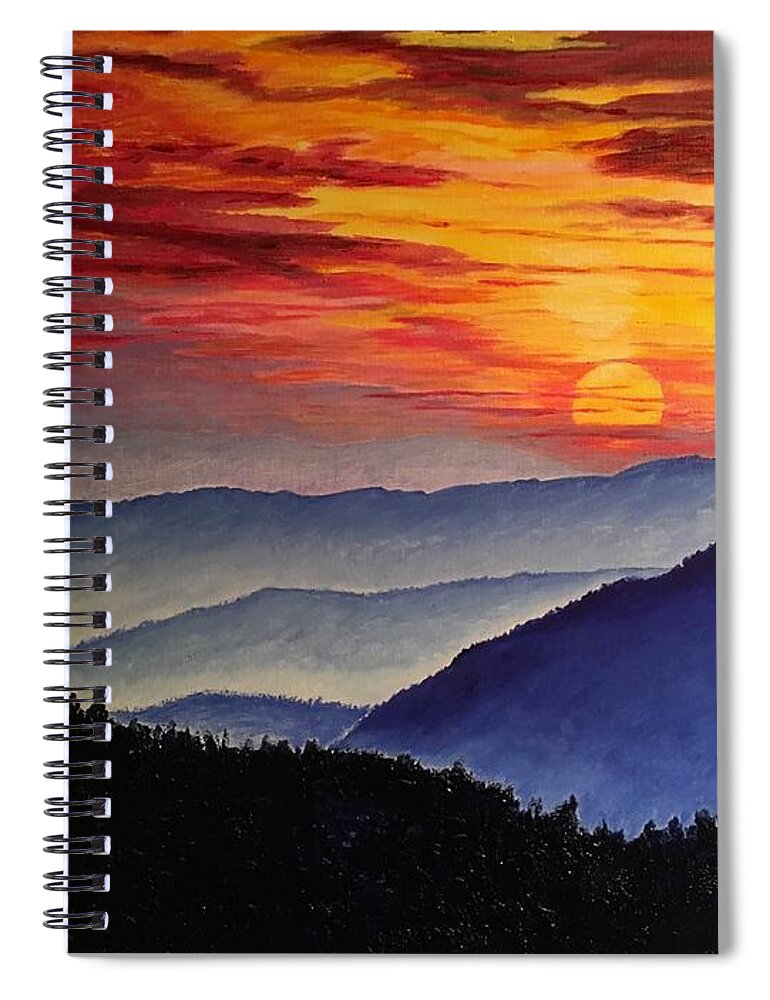 Sunset Spiral Notebook featuring the painting Laurens sunset and Mountains by Lisa Rose Musselwhite