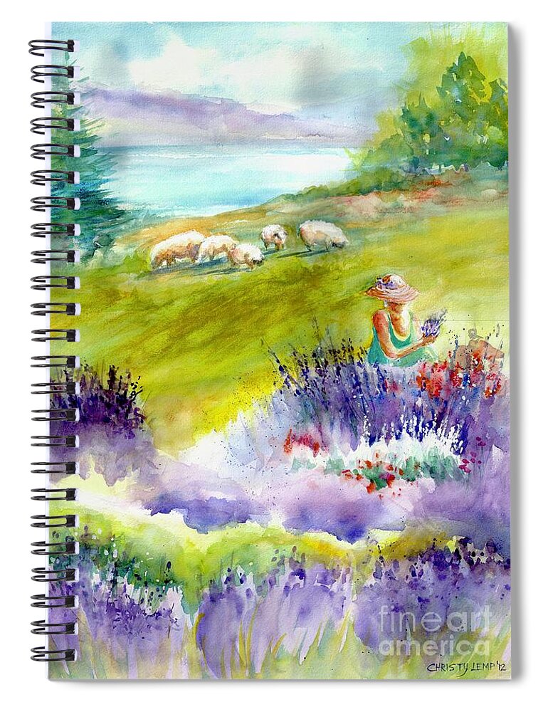 Lavender Spiral Notebook featuring the painting Lavender Festival by Christy Lemp