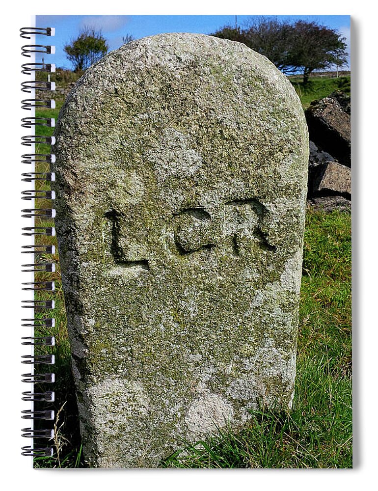 Boundary Spiral Notebook featuring the photograph LCR Liskeard And Caradon Railway Boundary Marker by Richard Brookes