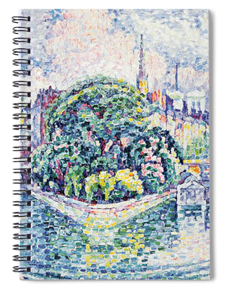 1920s Spiral Notebook featuring the painting Le Jardin Du Vert-galant, C. 1928 by Paul Signac