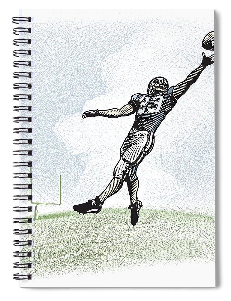 Sports Helmet Spiral Notebook featuring the digital art Leaping Catch by George Peters