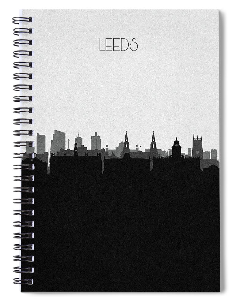 Leeds Spiral Notebook featuring the digital art Leeds Cityscape Art by Inspirowl Design