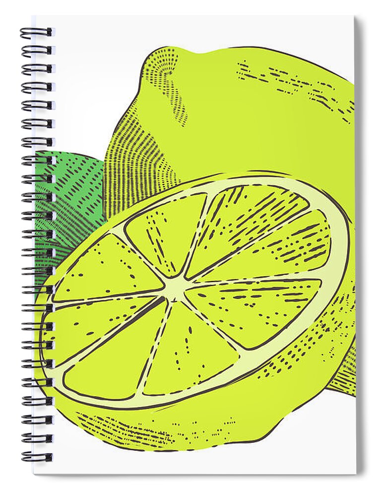 Lemon Spiral Notebook featuring the digital art Lemon Zest by Cynthia Westbrook