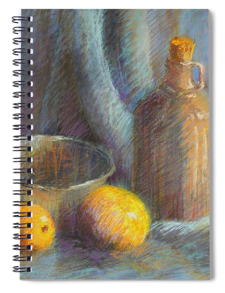 Blues Spiral Notebook featuring the pastel Lemons in Blue by Candy Mayer