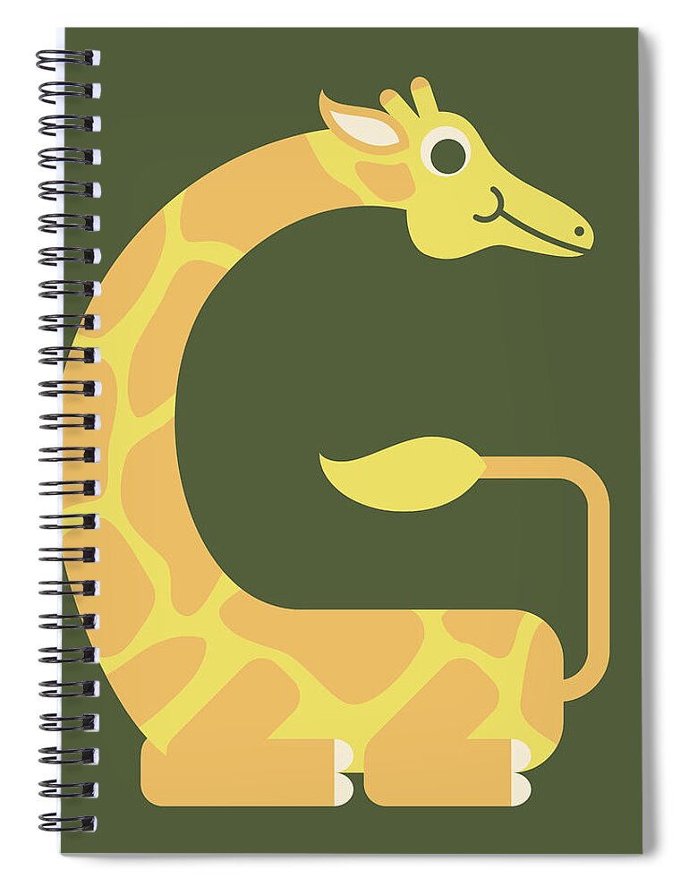 Letter G - Animal Alphabet - Giraffe Monogram Spiral Notebook by