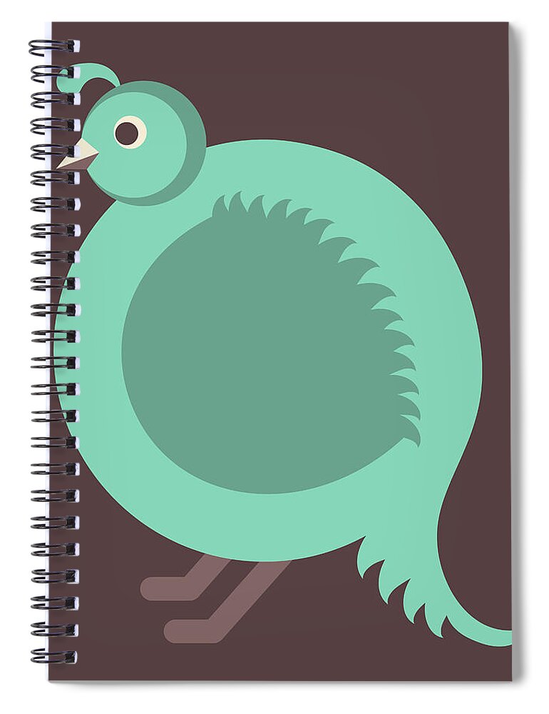 Animal Alphabet Spiral Notebook featuring the digital art Letter Q - Animal Alphabet - Quail Monogram by Jen Montgomery