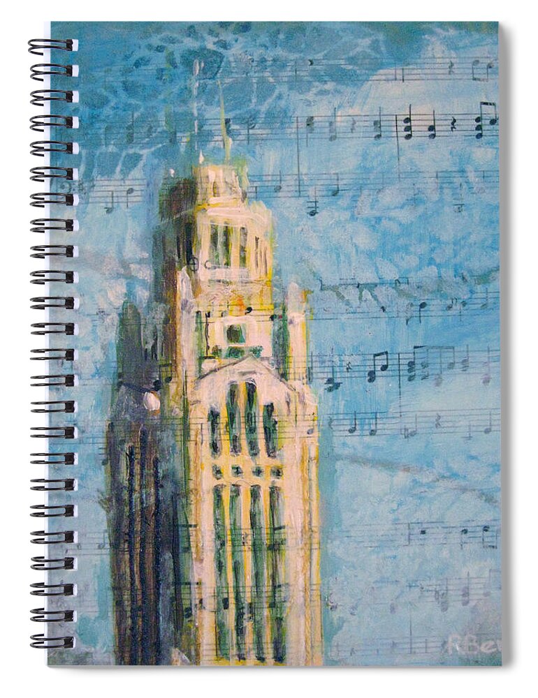 Tower Spiral Notebook featuring the painting LeVeque Tower by Robie Benve