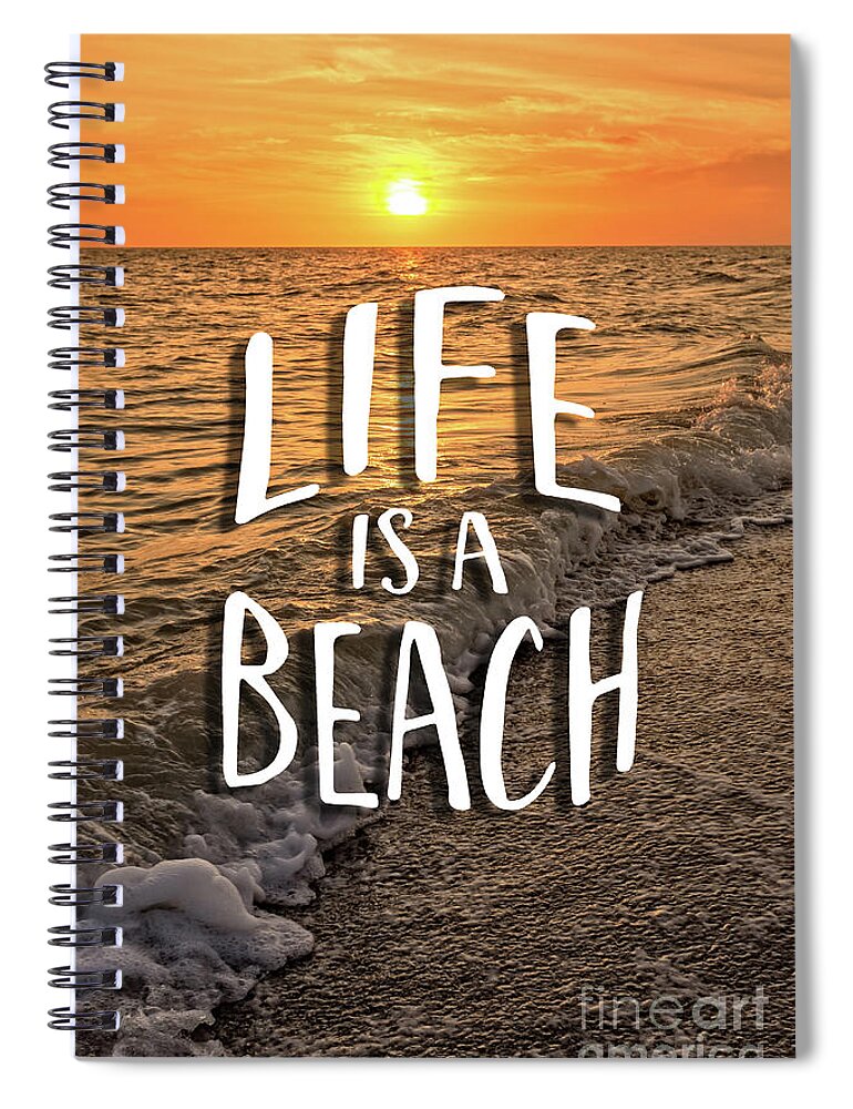 Island Spiral Notebook featuring the photograph LIFE IS A BEACH Sunset Bowman Beach Sanibel Island Florida by Edward Fielding