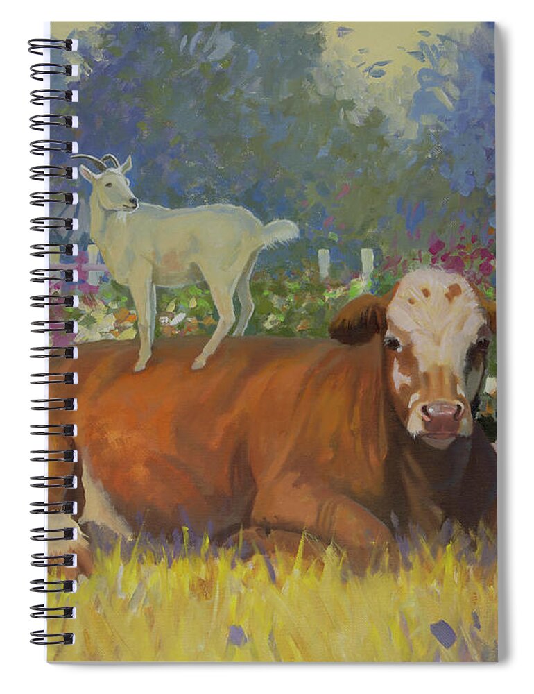 Farm Animals Spiral Notebook featuring the painting Life is Good by Carolyne Hawley