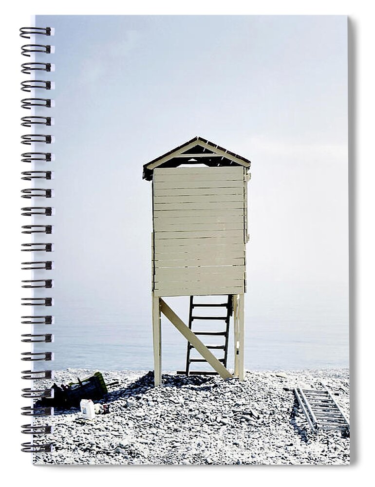 Tranquility Spiral Notebook featuring the photograph Lifeguard Cabin On Beach by I Take Pictures!