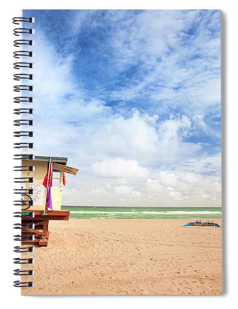 Water's Edge Spiral Notebook featuring the photograph Lifeguard Post In Fort Lauderdale Miami by Pgiam