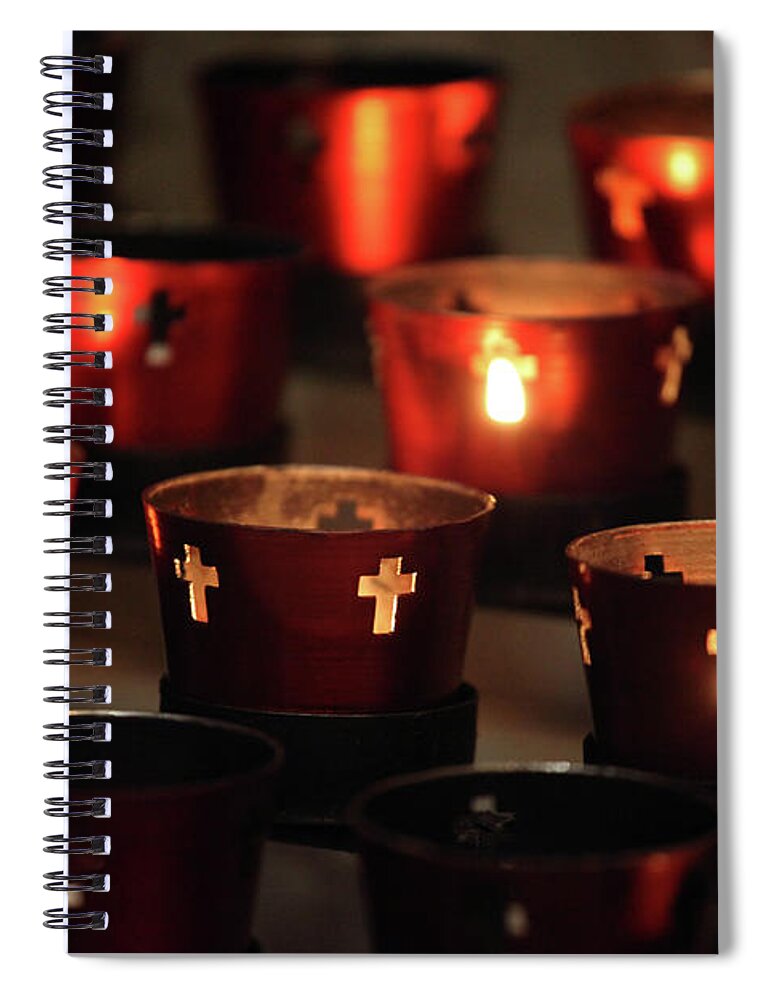 Concepts & Topics Spiral Notebook featuring the photograph Light A Candle by Akaplummer