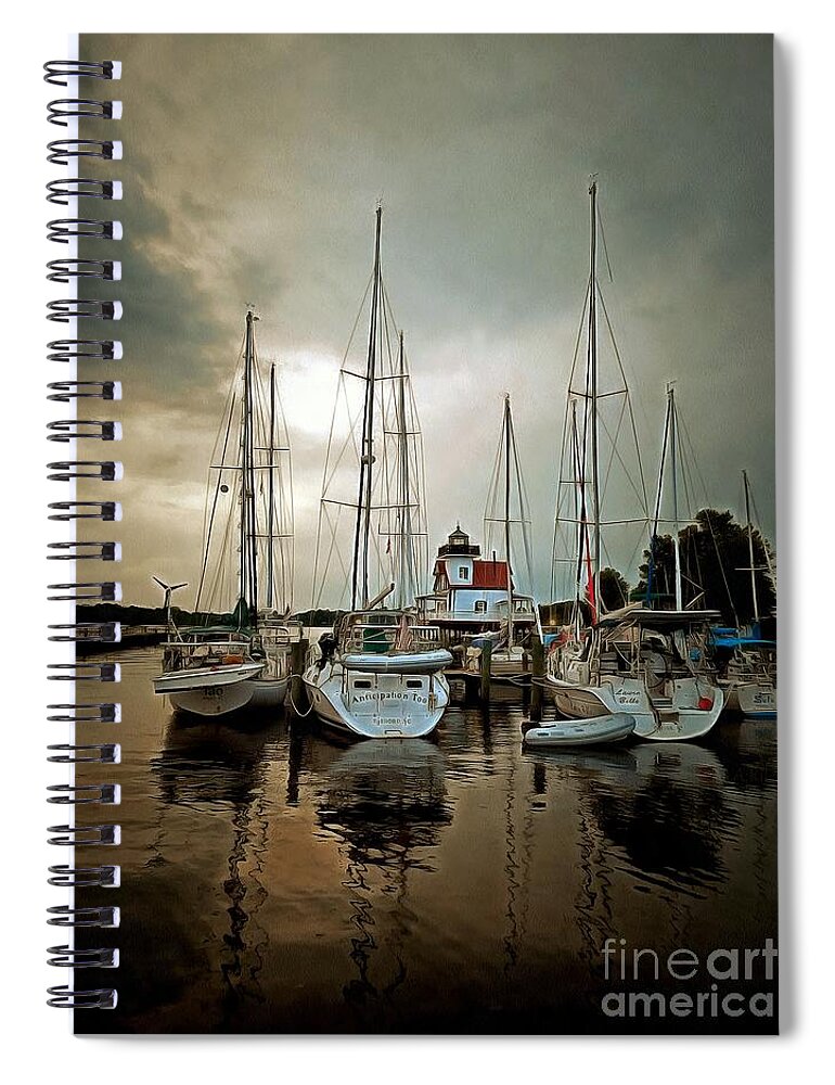 Edenton North Carolina Spiral Notebook featuring the photograph Light in the storm - Edenton Bay by Janine Riley