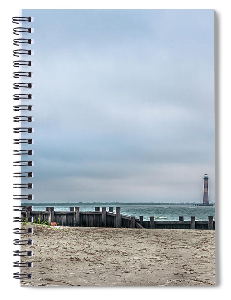 Morris Island Lighthouse Spiral Notebook featuring the photograph Light up the Sky - Morris Island Lighthouse by Dale Powell