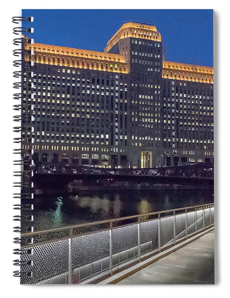 Chicago Spiral Notebook featuring the photograph Lighted Walk by Laura Hedien