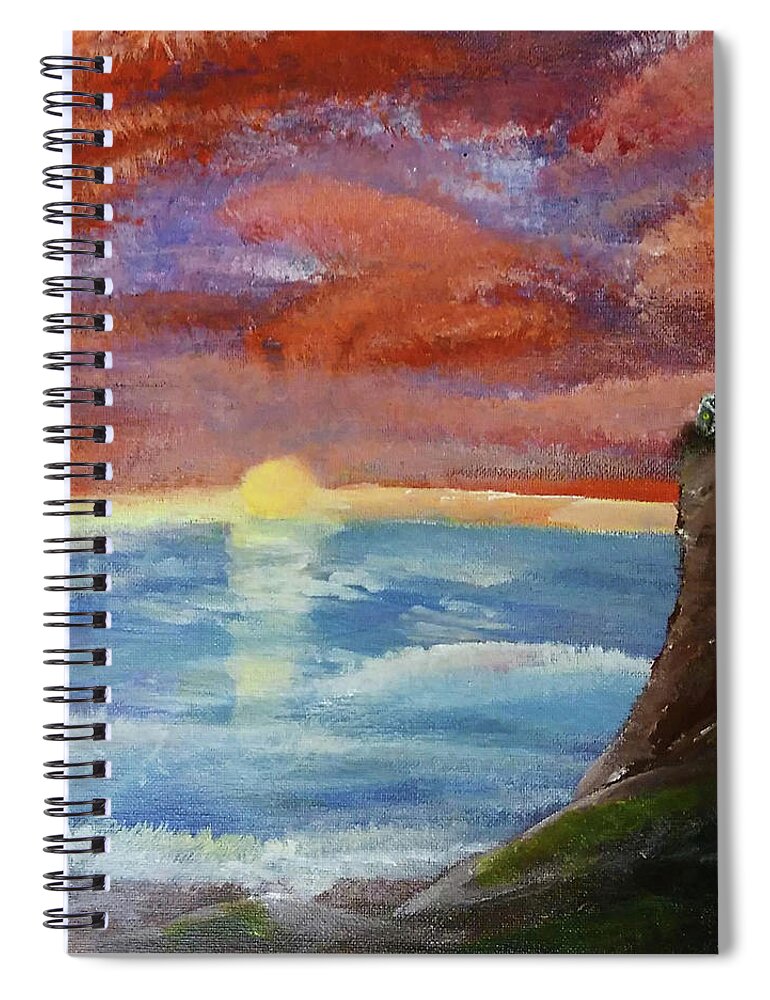 Light House Spiral Notebook featuring the painting Lighthouse at Dawn by Chance Kafka